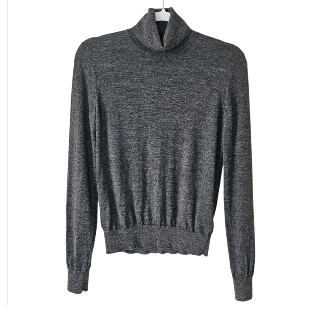 Arket 100% Wool Roll Neck Turtleneck Dark Gray Quiet Luxury Minimal Layering XS